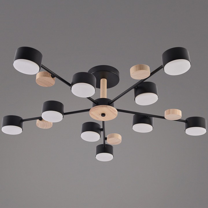 Люстра на штанге Reluce 03758 03758-0.3-10 BK+WOOD GX53