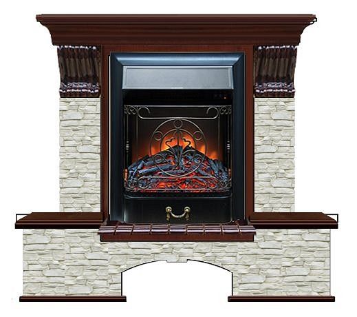 Комплект из электрокамина напольного и портала (122x40х108.5 см) Бостон К ГО Majestic BL БК000051