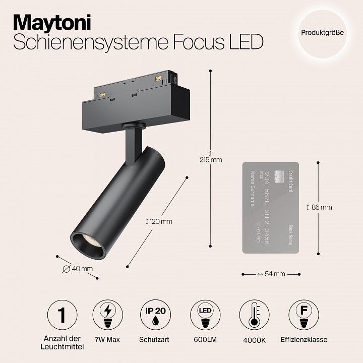 Светильник на штанге Maytoni Technical Фокус TR019-2-7W4K-B