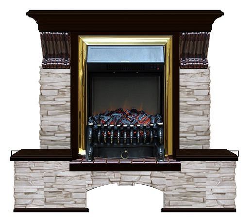 Комплект из электрокамина напольного и портала (122x40х108.5 см) Бостон К Мисхор Fobos BR БК000102