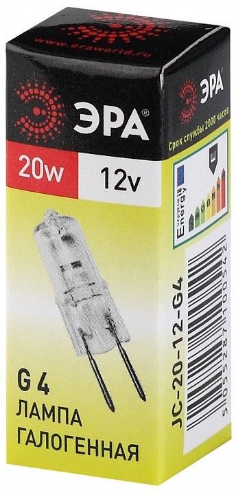 Лампа галогеновая Эра  G4 20Вт 3000K G4-JC-20W-12V