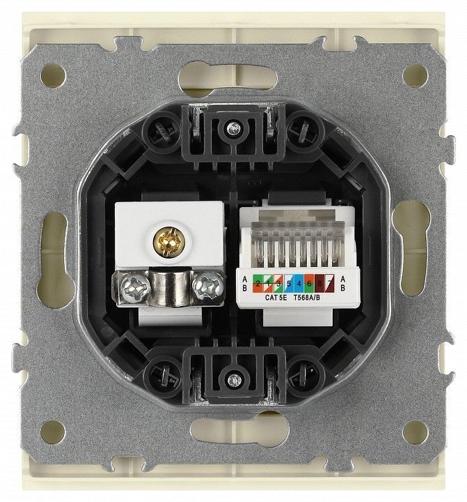 ТВ-розетка и розетка Ethernet RJ-45 без рамки Эра Arktik Б0070495