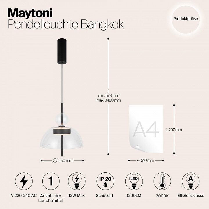 Подвесной светильник Maytoni Бангкок MOD185PL-L6B3K1