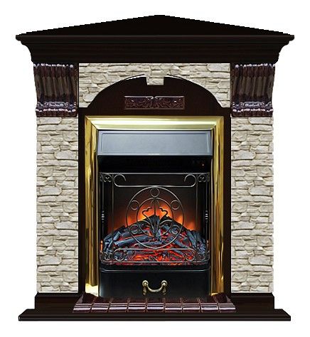 Комплект из электрокамина напольного и портала (106.5x81x98 см) Арочный ГО угл. Majestic BR АРУ00044