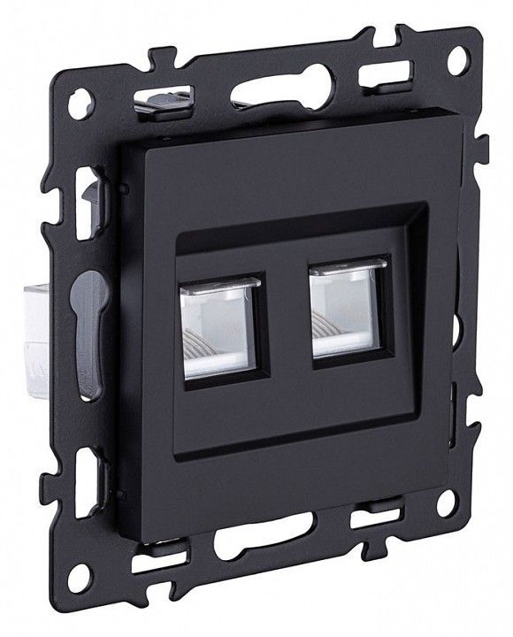 Розетка двойная Ethernet RJ-45 и со шторками, без рамки Kollinger Asthetik AS-018BK