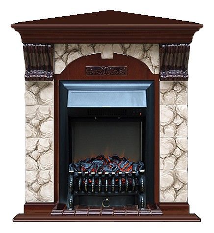 Комплект из электрокамина напольного и портала (106.5x81x98 см) Арочный Карелия угл. Fobos BL АРУ00089