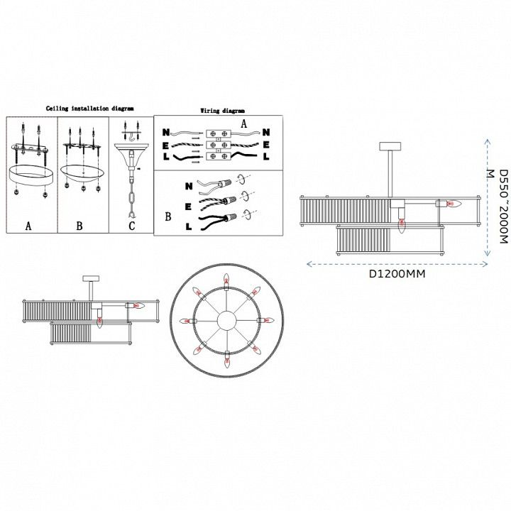 Светильник на штанге Imperiumloft RH Marais Round Chandelier 40,2668