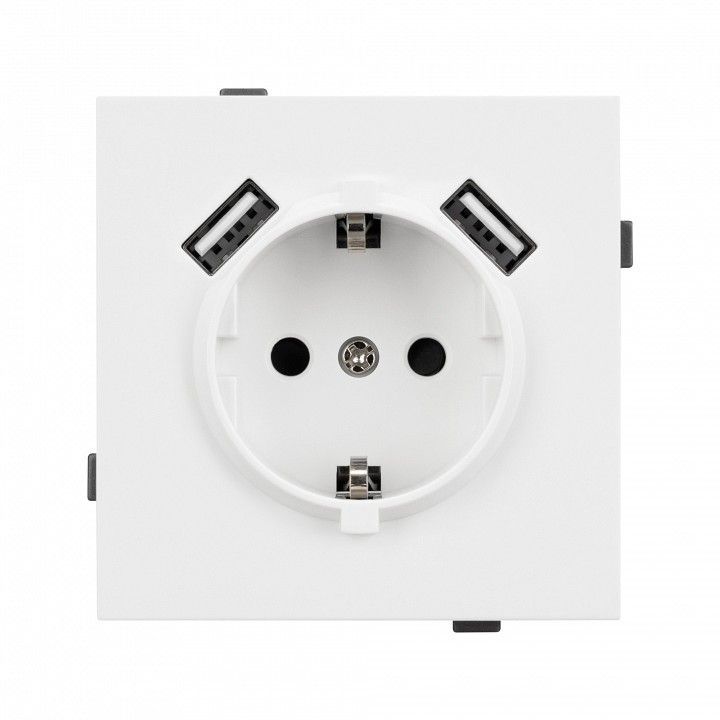 Розетка с заземлением и 2хUSB type A, без рамки Arlight SCT-TENDO 054082