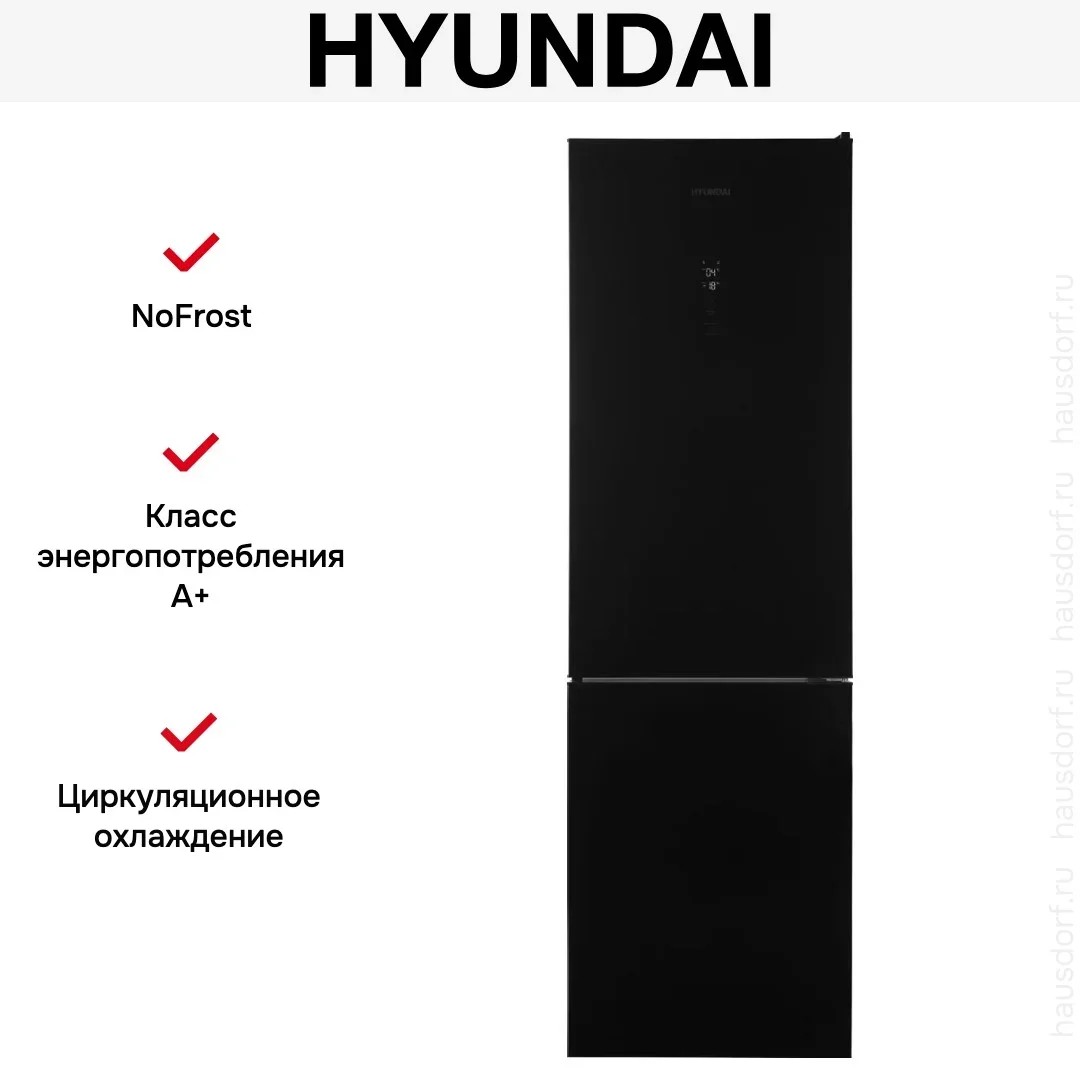 Холодильник Hyundai CC35083F черное стекло