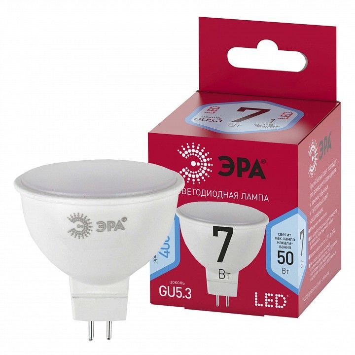 Лампа светодиодная Эра  GU5.3 7Вт 4000K LED MR16-7W-840-GU5.3 R