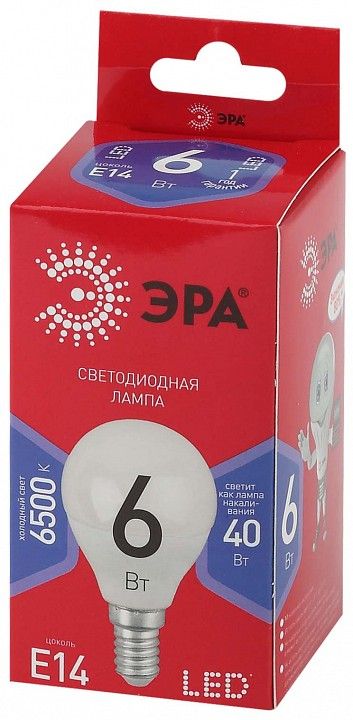 Лампа светодиодная Эра  E14 6Вт 6500K LED P45-6W-865-E14 R