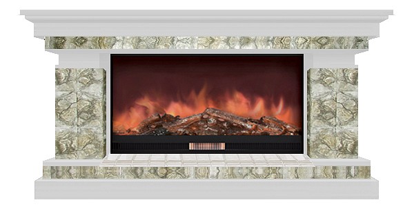 Комплект из электрокамина напольного и портала (143x45x80 см) Брайтон Карелия Premier S86 БР000005