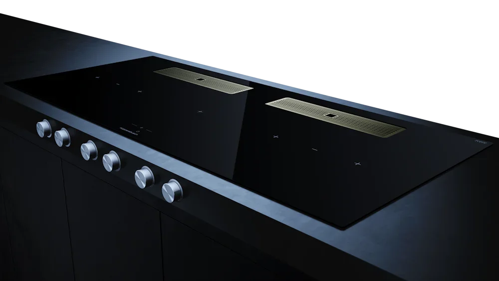 Индукционная варочная поверхность с вытяжкой Kuppersbusch KMI 12850.0 SR-E Gold
