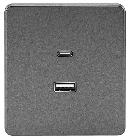 Розетка 2хUSB type A и C без рамки Kranz ROUND KR-78-0734-2