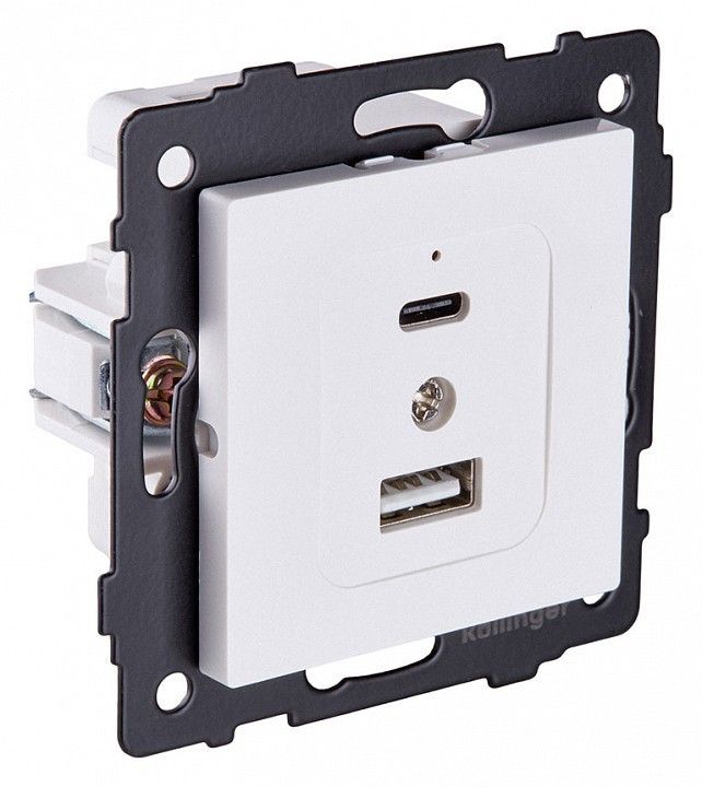 Розетка 2хUSB type A и C без рамки Kollinger  REA-037WM