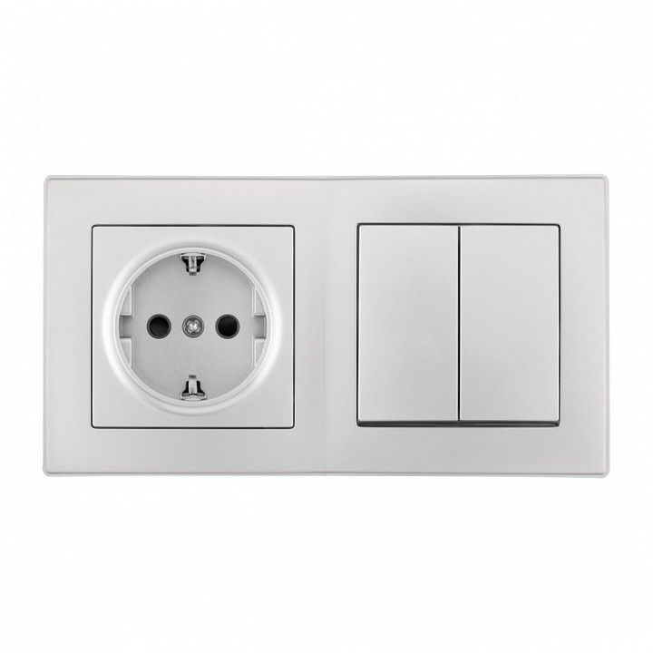 Блок с розеткой и выключателем Arte Milano SET06-2 SET06-2-30-2-40-1 silver