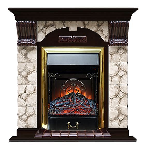 Комплект из электрокамина напольного и портала (106.5x36.5x98 см) Арочный Карелия Majestic BR АР000084