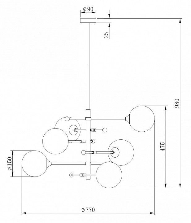 Люстра на штанге Freya Мэддисон FR5115PL-06BZ