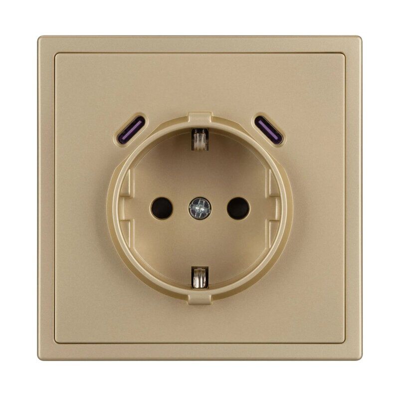 Розетка с заземлением и со шторкой и 2хUSB C, без рамки Arlight NOBE 061815(1)