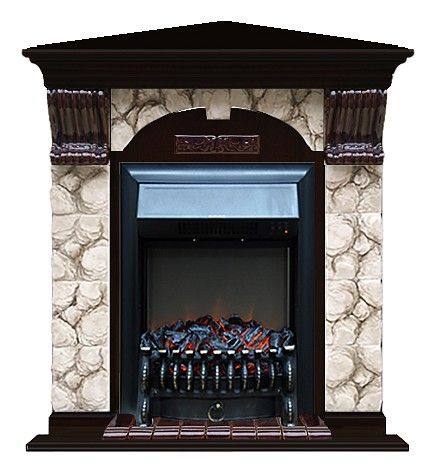 Комплект из электрокамина напольного и портала (106.5x81x98 см) Арочный Карелия угл. Fobos BL АРУ00081