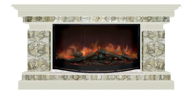 Комплект из электрокамина напольного и портала (143x45x80 см) Брайтон Карелия Rondo 86 БР000019