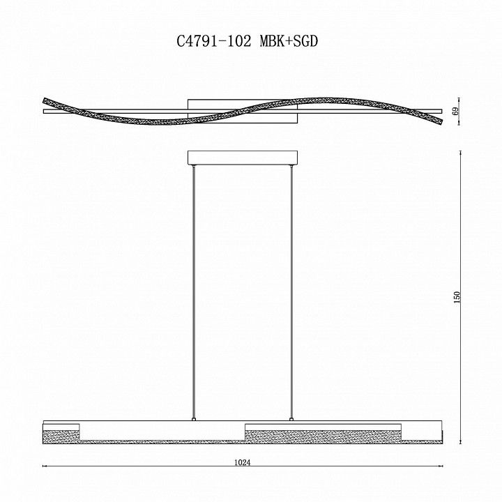 Подвесной светильник iLedex Scorpio C4791-102 MBK+SGD