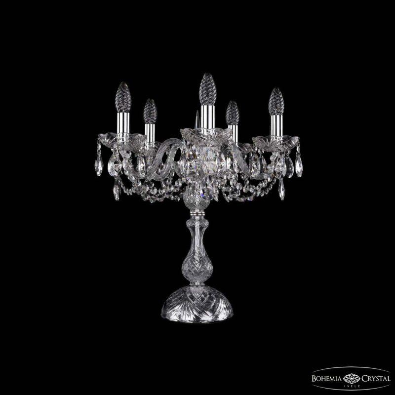 Настольная лампа декоративная Bohemia Ivele Crystal 1402 1402L/5/141-47 Ni