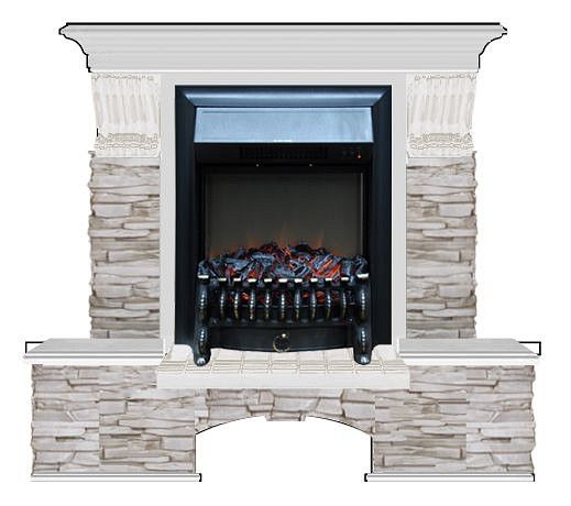 Комплект из электрокамина напольного и портала (122x40х108.5 см) Бостон К Мисхор Fobos BL БК000113
