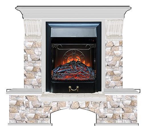 Комплект из электрокамина напольного и портала (122x40х108.5 см) Бостон К Арбат Majestic BL БК000035