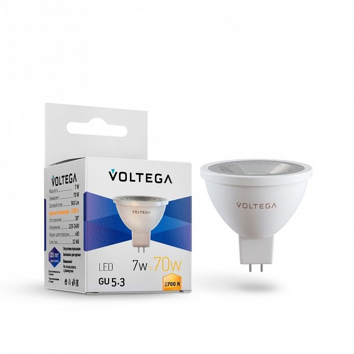 Лампа светодиодная Voltega Софит (Sofit) GU5.3 линзованный (Lens) GU5.3 7Вт 2700K 7258