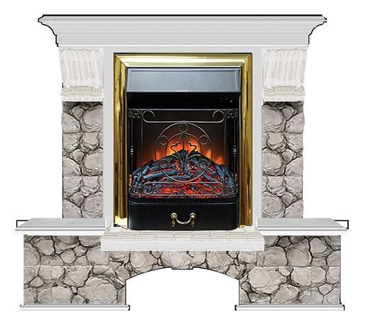 Комплект из электрокамина напольного и портала (122x40х108.5 см) Бостон К Карелия Majestic BR БК000096