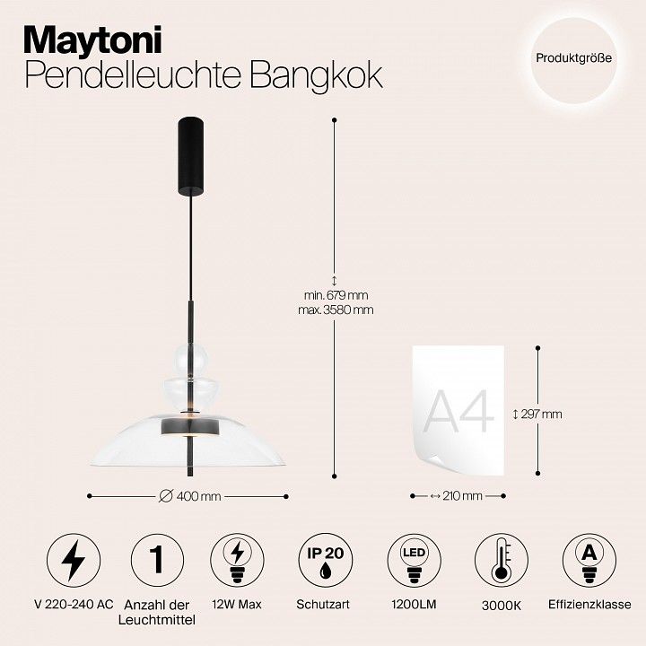 Подвесной светильник Maytoni Бангкок MOD185PL-L6B3K3