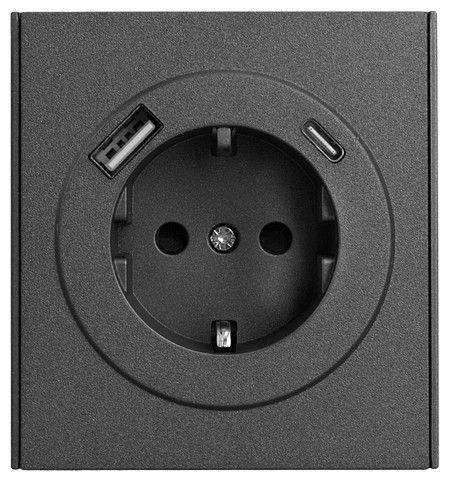 Розетка с заземлением и со шторкой и 2хUSB, без рамки Kranz STRONG KR-78-0704-6
