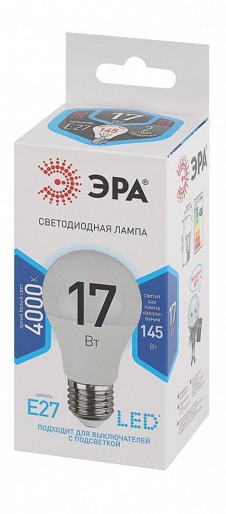 Лампа светодиодная Эра Стандарт E27 17Вт 4000K LED A60-17W-840-E27