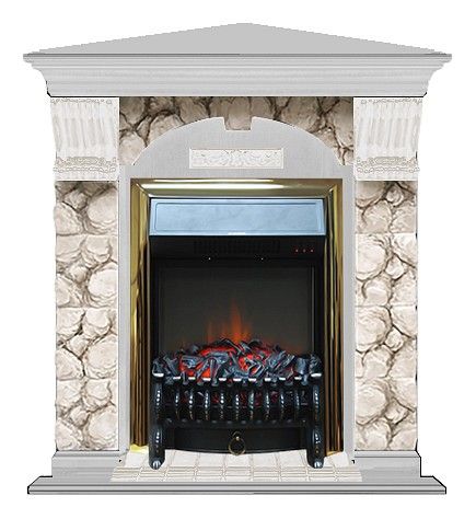 Комплект из электрокамина напольного и портала (106.5x81x98 см) Арочный Карелия угл. Fobos BR АРУ00094