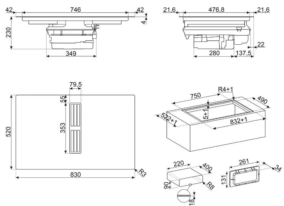 Варочная панель со встроенной вытяжкой Smeg HOBD482D2
