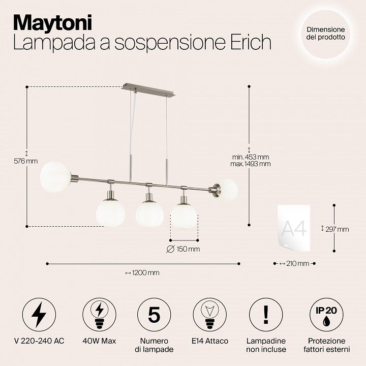 Подвесной светильник Maytoni Эрих MOD221-PL-05-N