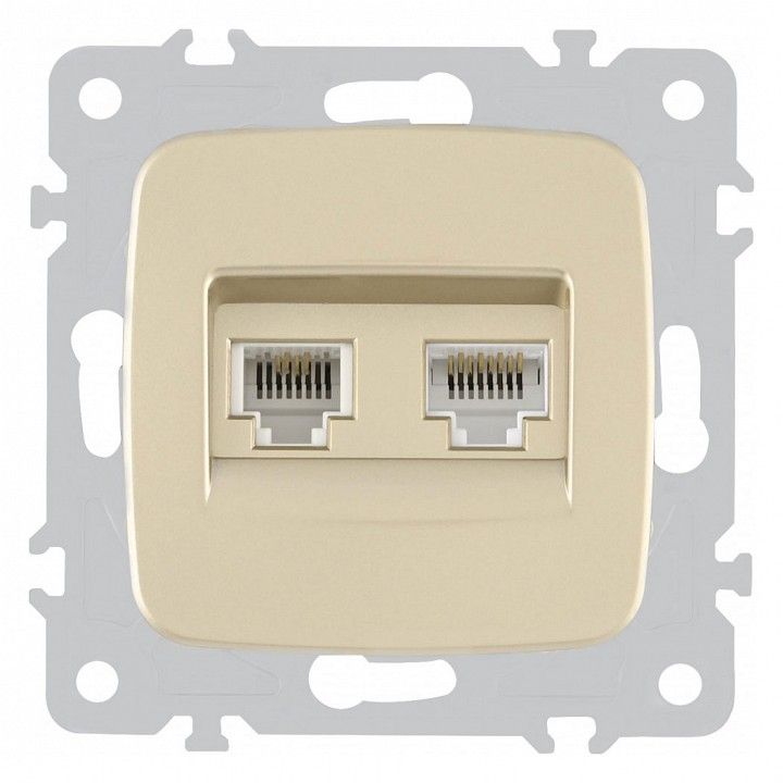 Розетка двойная RJ-11 и Ethernet RJ-45, без рамки Arte Milano am-205 205.44-1.shampan