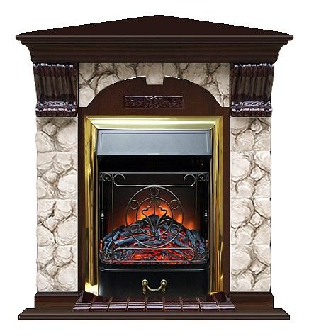 Комплект из электрокамина напольного и портала (106.5x81x98 см) Арочный Карелия угл. Majestic BR АРУ00088