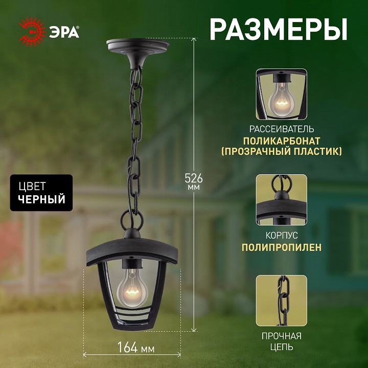 Подвесной светильник Эра  НСУ 07-40-001 «Марсель» черный