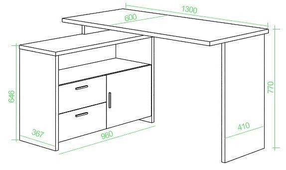 Стол письменный Merdes Домино Lite СКЛ-ПРЯМ130+ТБЛ СКЛ-ПРЯМ130+ТБЛ ШК-Ч