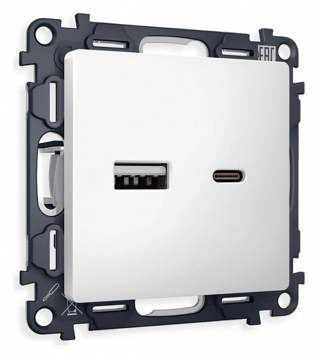 Розетка 2хUSB type A и C без рамки Ambrella Volt ALFA MA131010