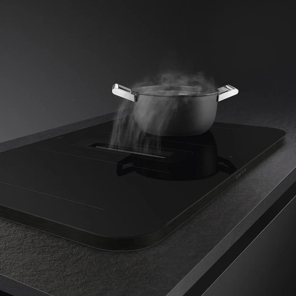 Варочная панель с вытяжкой Smeg HHSL7844MB