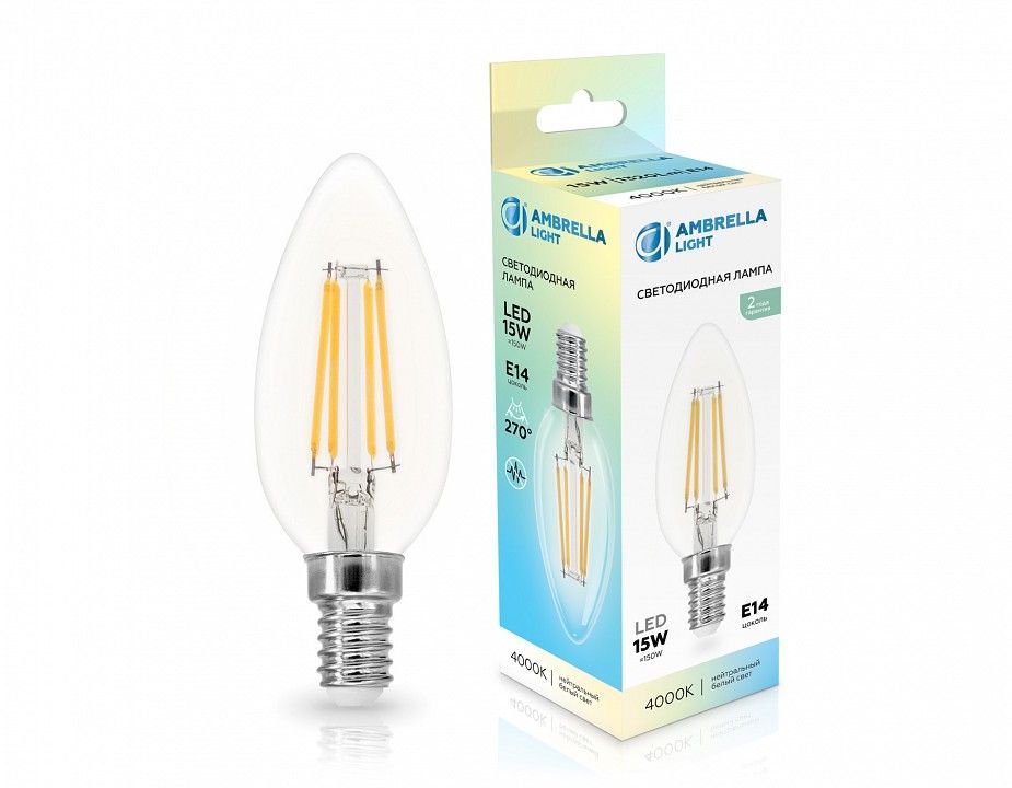 Лампа светодиодная Ambrella Light C35 E14 15Вт 4000K 351514