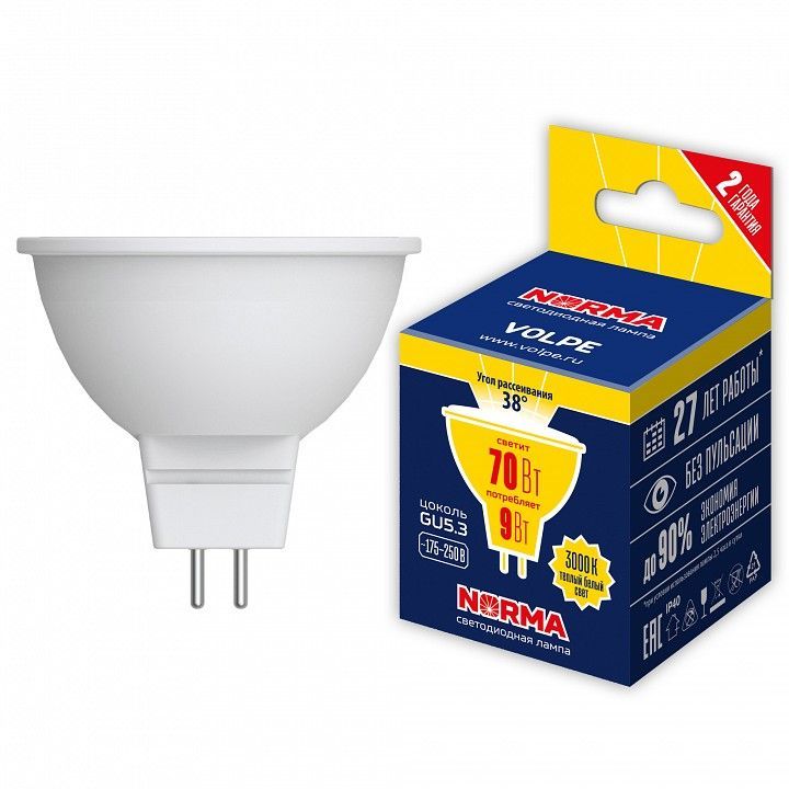 Лампа светодиодная Volpe LED-JCDR GU5.3 9Вт 3000K UL-00011193