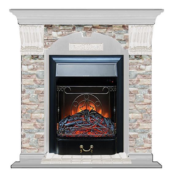 Комплект из электрокамина напольного и портала (106.5x36.5x98 см) Арочный ГЦ Majestic BL АР000075