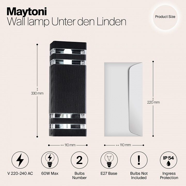 Накладной светильник Maytoni Outdoor Уинтер ден Линден O578WL-02B