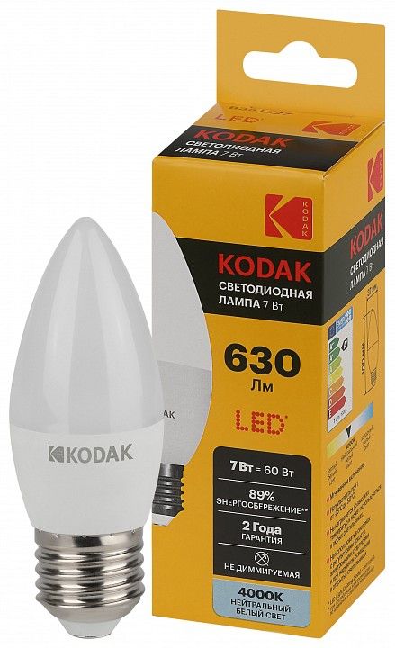 Лампа светодиодная Kodak  E27 7Вт 4000K LED KODAK B35-7W-840-E27 K