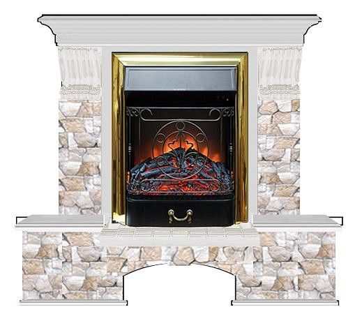 Комплект из электрокамина напольного и портала (122x40х108.5 см) Бостон К Арбат Majestic BR БК000036