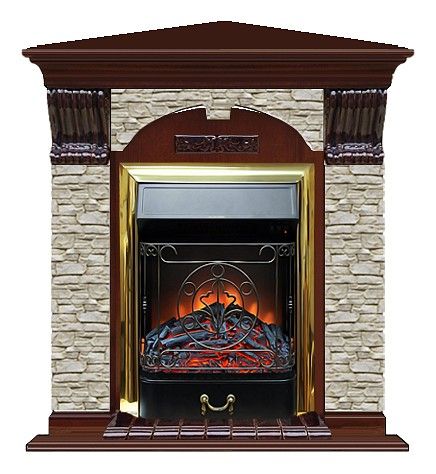Комплект из электрокамина напольного и портала (106.5x81x98 см) Арочный ГО угл. Majestic BR АРУ00052